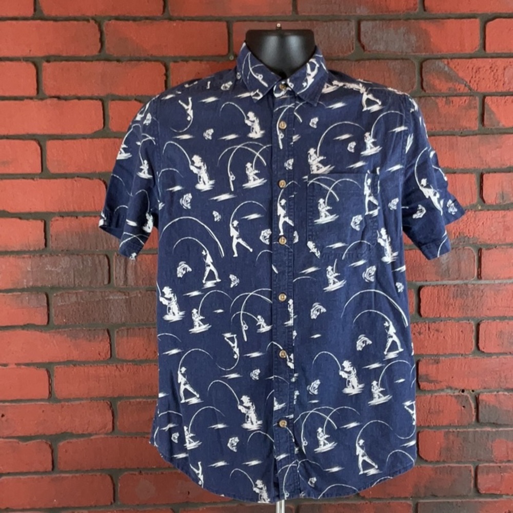 Field & Stream Shirt Mens Small Blue Linen